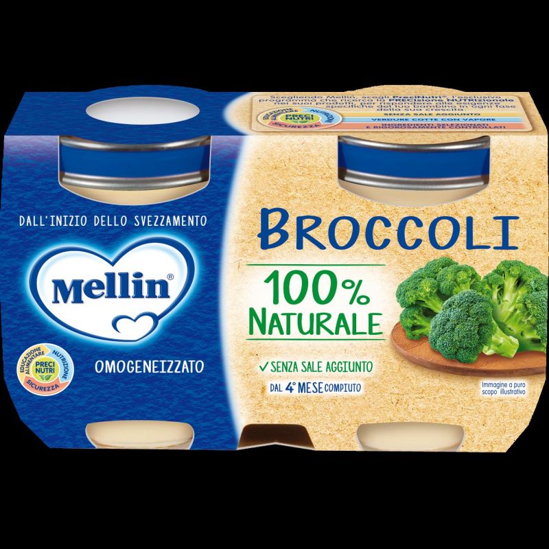 Omogeneizzato di Broccoli Mellin, Confezione da 2x125g