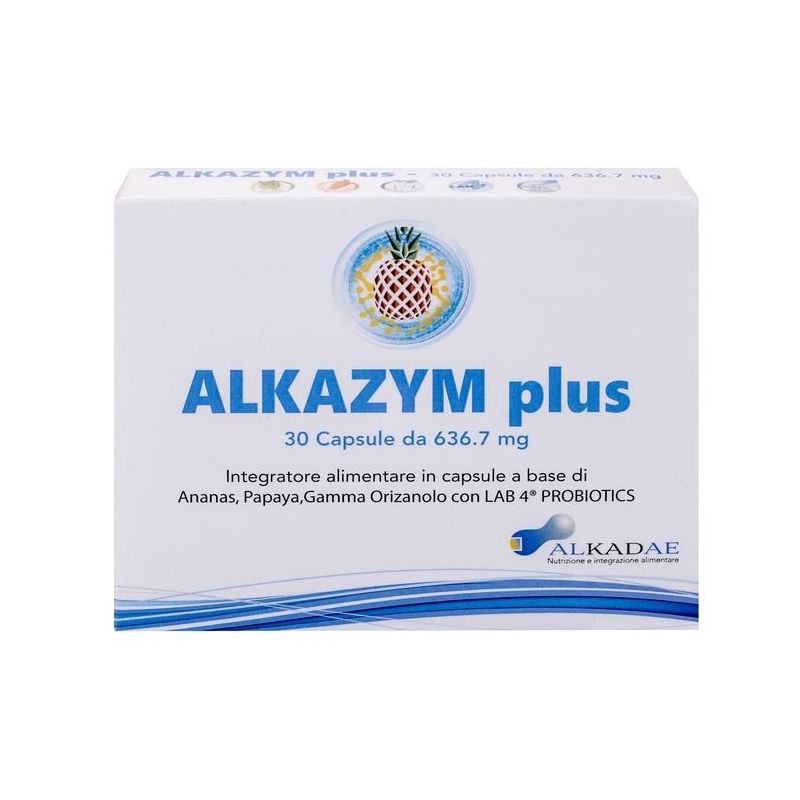 Alkazym Plus - Integratore Alimentare Digestivo, 30 Capsule