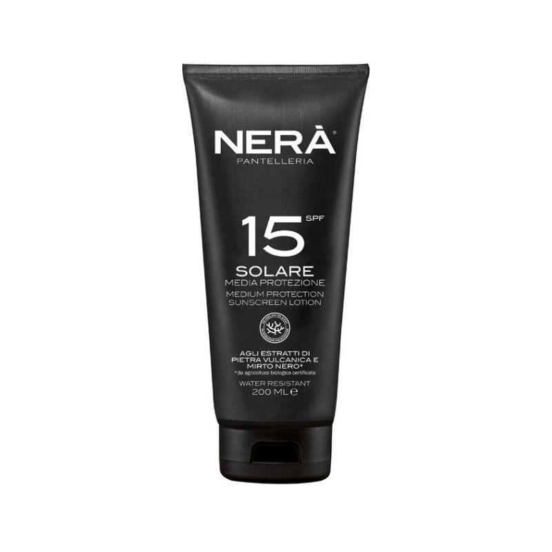 Crema Solare Nera SPF15 con Protezione Media 200ml