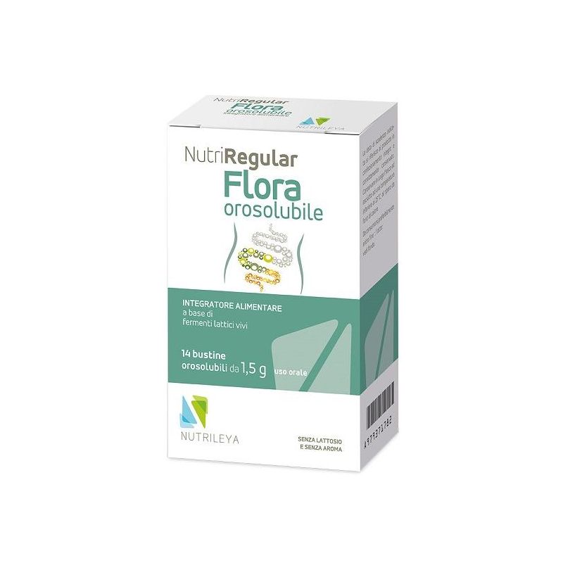 NutriRegular Flora - Integratore Alimentare Probiotico 14 Bustine Orodispersibili