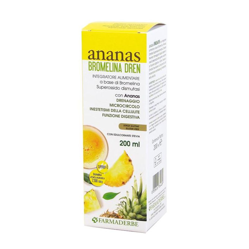 Farmaderbe Ananas Bromelina Dren - Soluzione Naturale Drenante 200ml