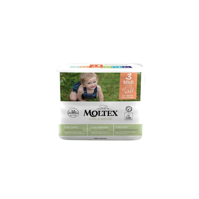 Moltex Pure & Nature Pannolini Midi Taglia 3, 4-9 kg, 33 Pezzi