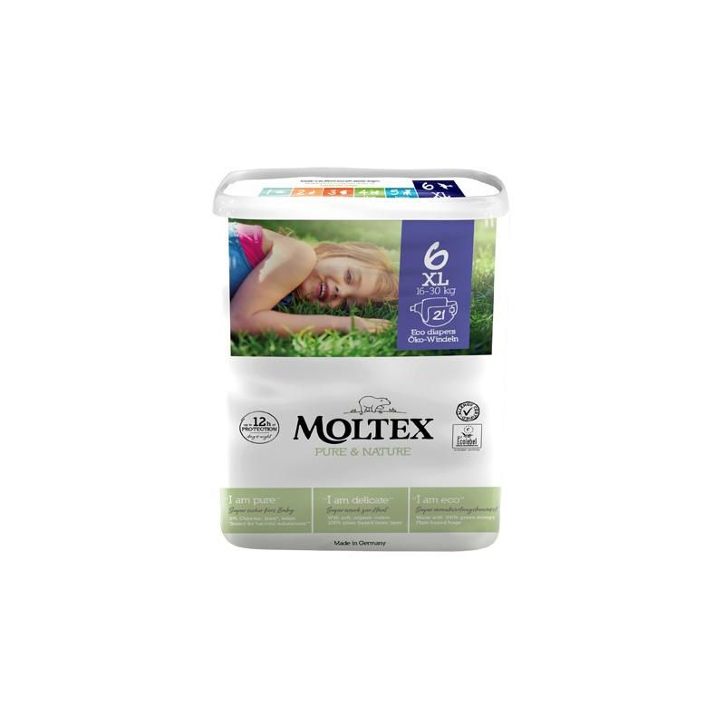 Pannolini Moltex Pure & Nature, Taglia 6 XL, Pacco da 21 Pezzi