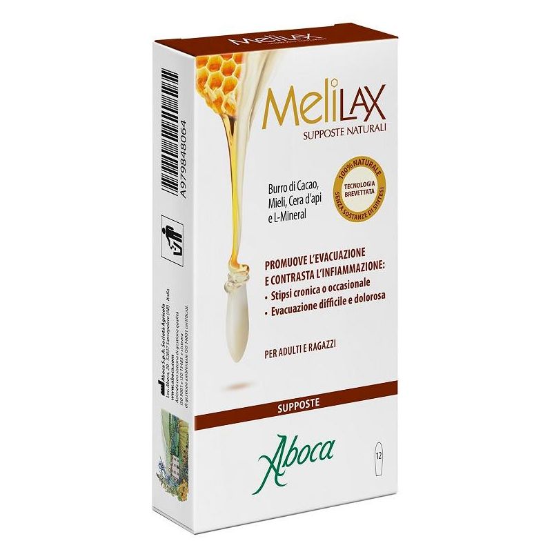 Melilax Supposte Lassative - Confezione da 12 Pezzi