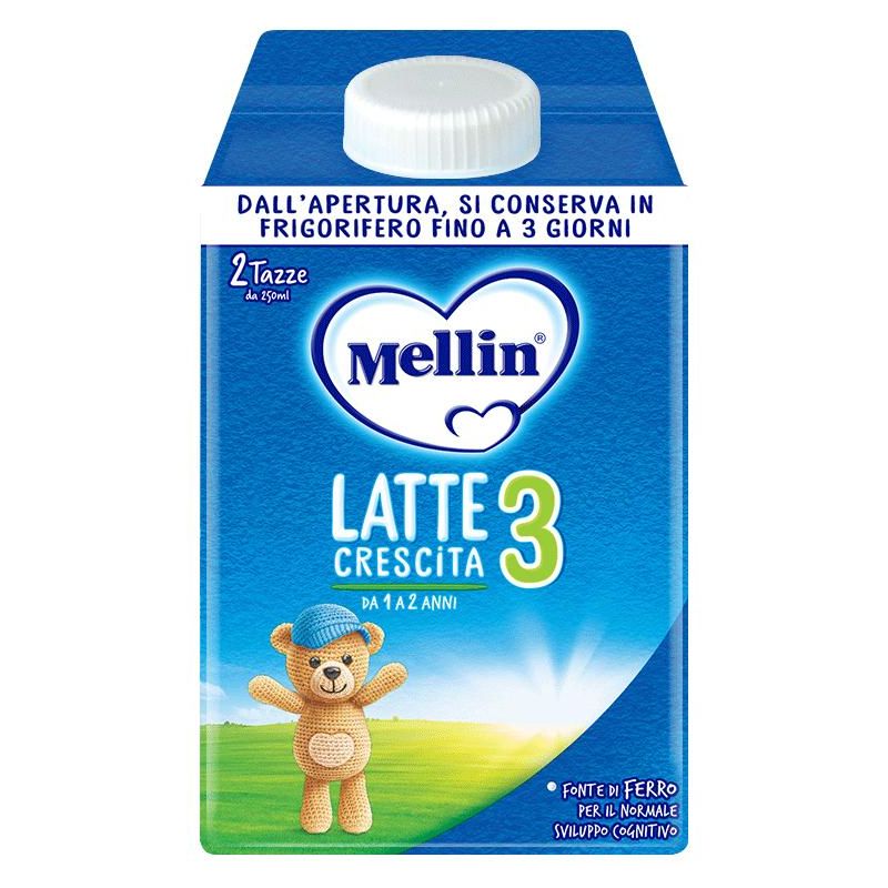 Mellin 3 Latte Liquido per Bambini 1-2 Anni, 500ml