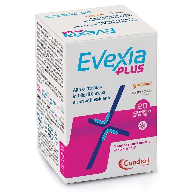 Evexia Plus Complemento Alimentare in Compresse per Cani e Gatti - Barattolo da 20 Pezzi