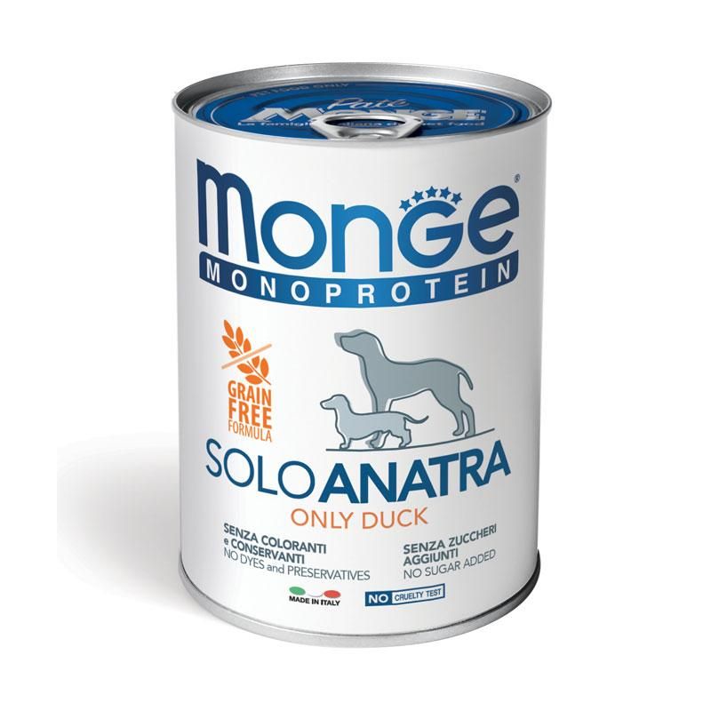 Monge Monoprotein Anatra - Cibo Umido Monoproteico per Cani Adulti - 400g
