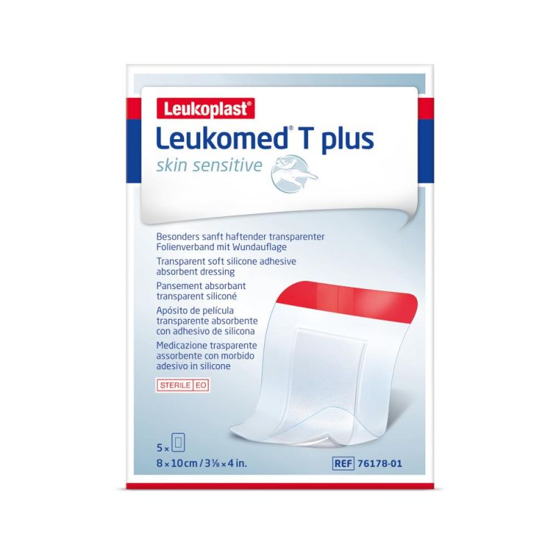 Leukomed T Plus - Medicazione Post-Operatoria 8x10 cm, Pacco da 5 Pezzi