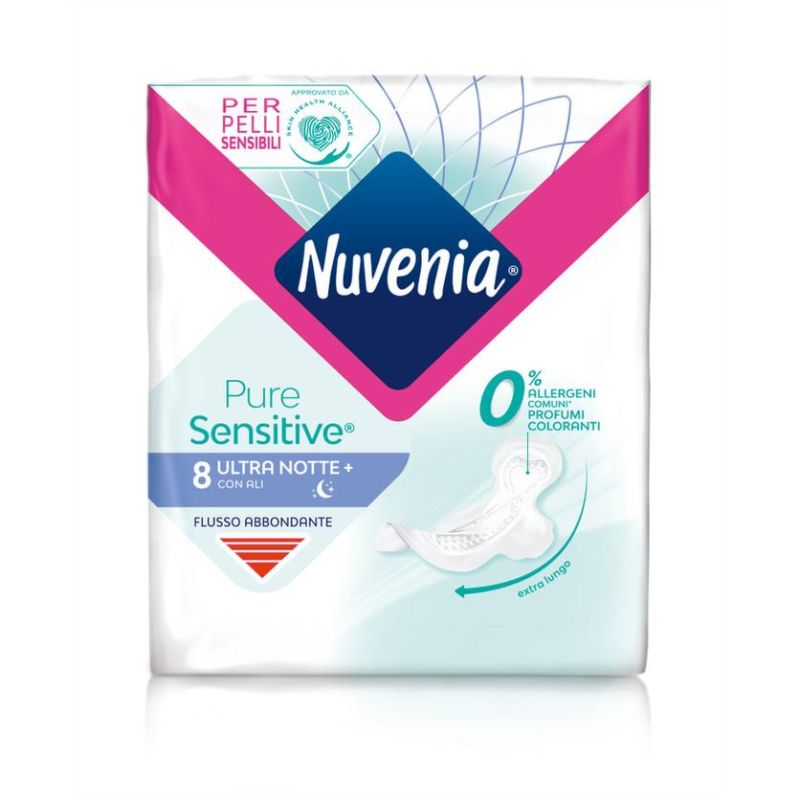 Nuvenia Pure Sensitive - Assorbenti Ultra Notte (Pacco da 8)