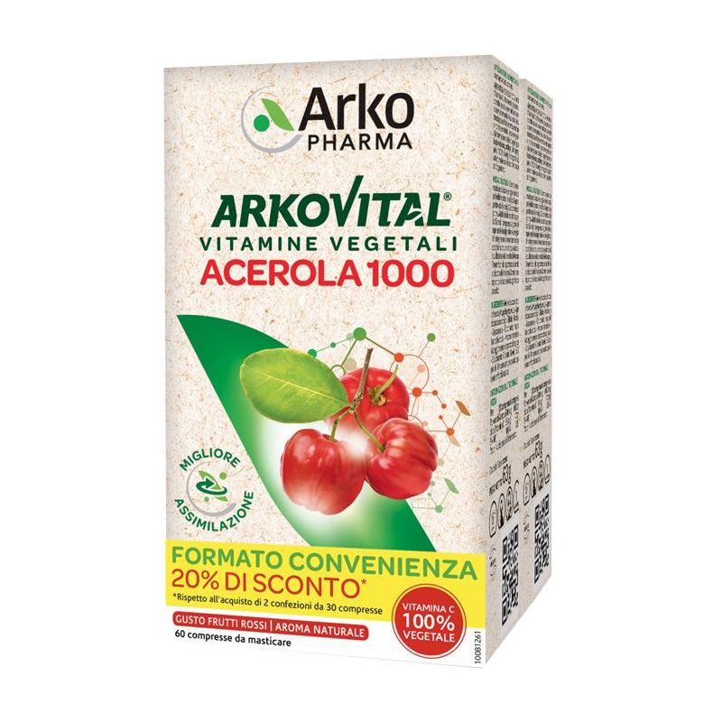 Arkopharma Acerola 1000 - Pacco Famiglia con 60 Compresse