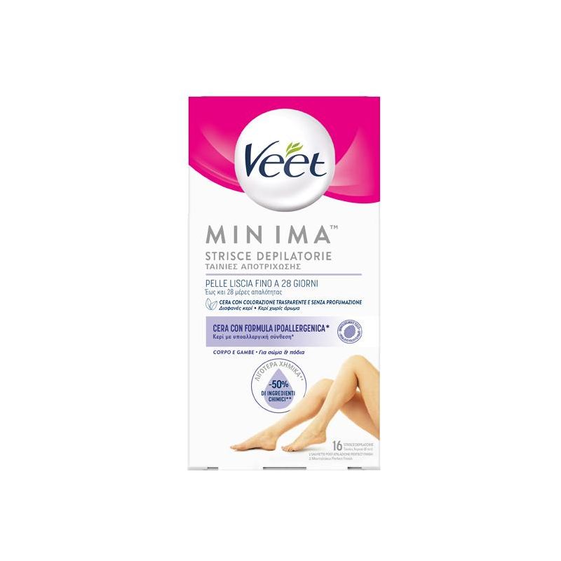 Veet Minima - 16 Strisce Depilatorie per il Corpo e Gambe