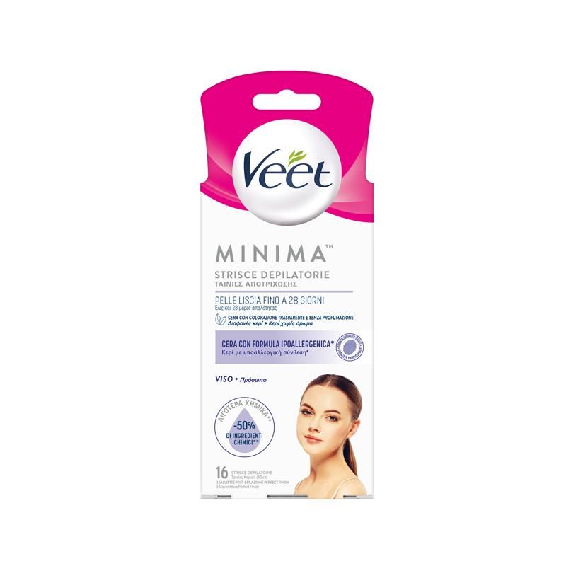 Veet Minima - 16 Strisce Depilatorie per il Viso