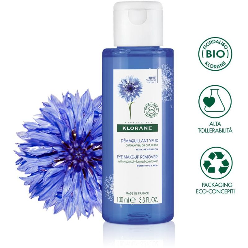 Klorane Bio Fiordaliso - Struccante Delicato per Occhi Sensibili, 100ml