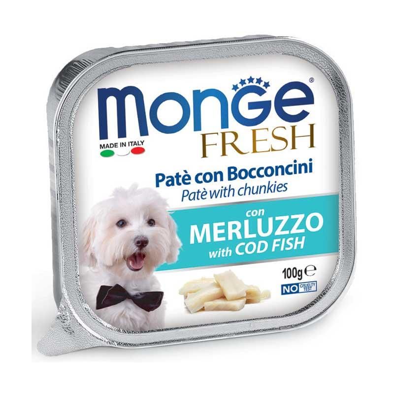 Monge Fresh Pat: Bocconcini di Merluzzo per Cani Adulti, 100g