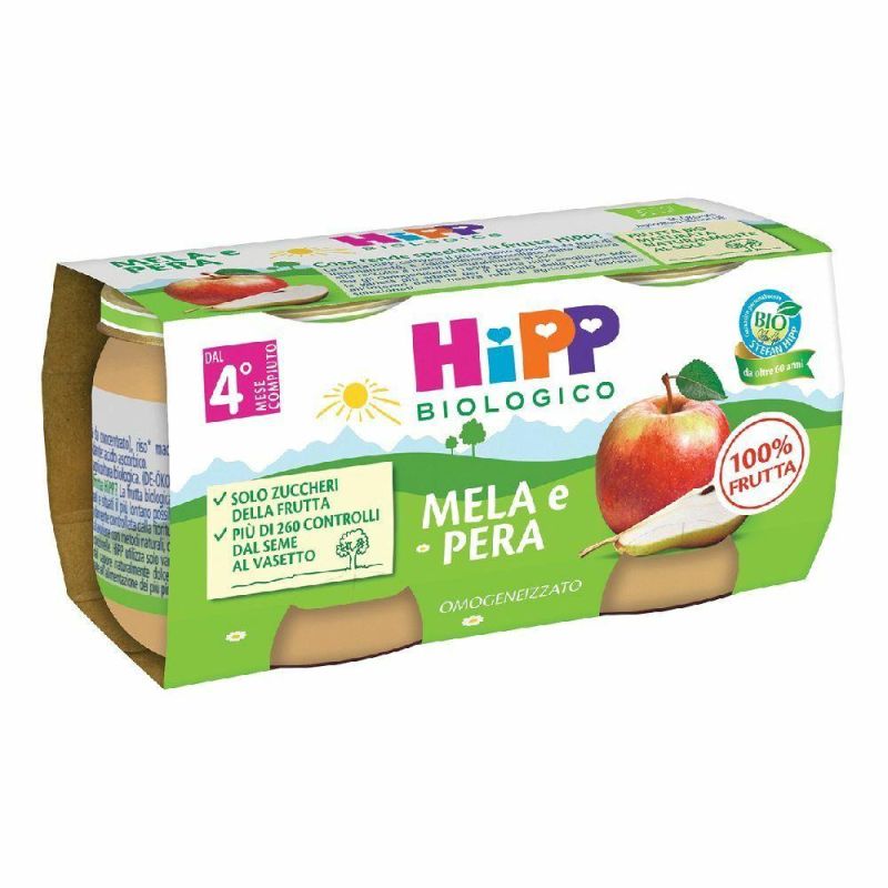 Hipp Omogeneizzato di Mela e Pera per Bambini da 4 Mesi, 2x80g