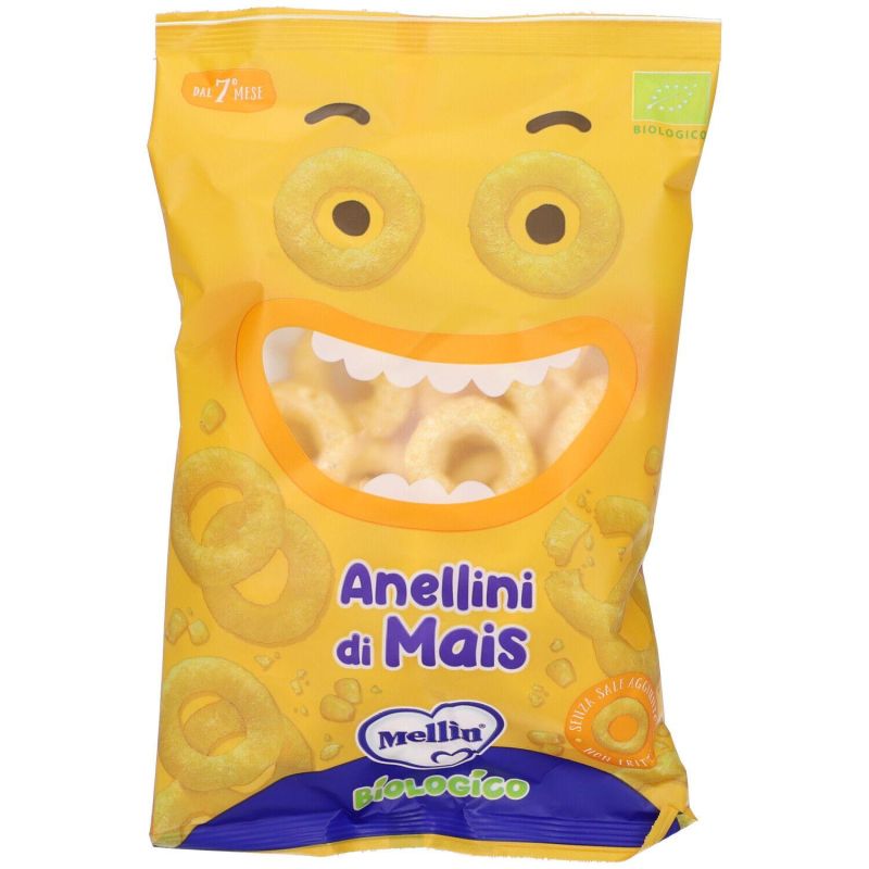 Biscotti Biologici Mellin Snack Anellini di Mais, 15g