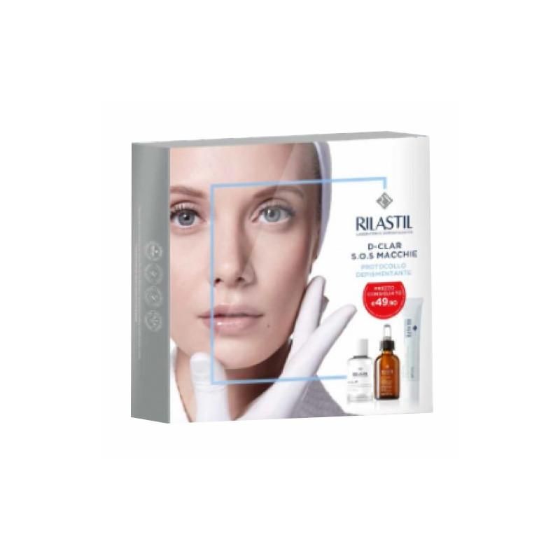 Rilastil Set D-Clar SOS - Cofanetto Antimacchie con Concentrato Esfoliante, Gocce e Crema Viso (Totale: 100 ml)