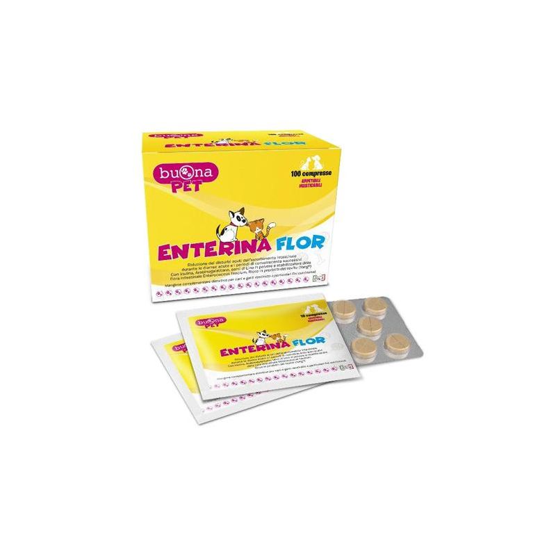 Enterina Flor Plus - Integratore Alimentare per Cani e Gatti, 100 Compresse