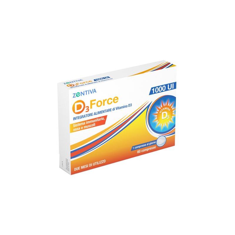 Zentiva D3 Force 1000UI - Integratore di Vitamina D3 - 60 Compresse