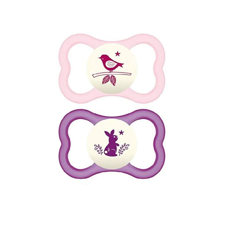 Mam Air Night - Set di 2 Succhietti Notturni in Silicone per Ragazze, 16 Mesi+
