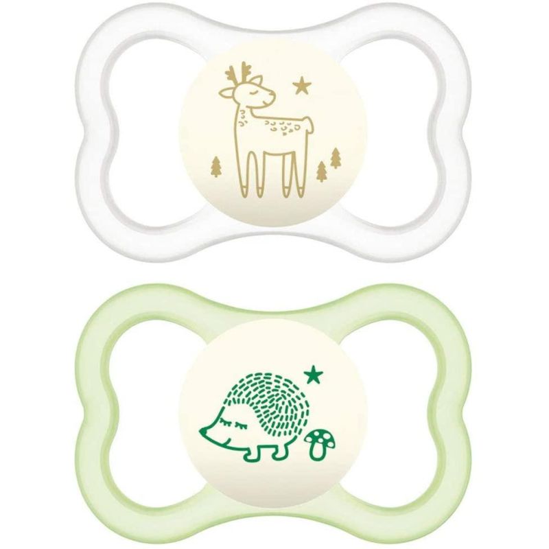 Mam Air Night Ciuccio Luminoso 6+ in Silicone Neutro, 2 Pezzi