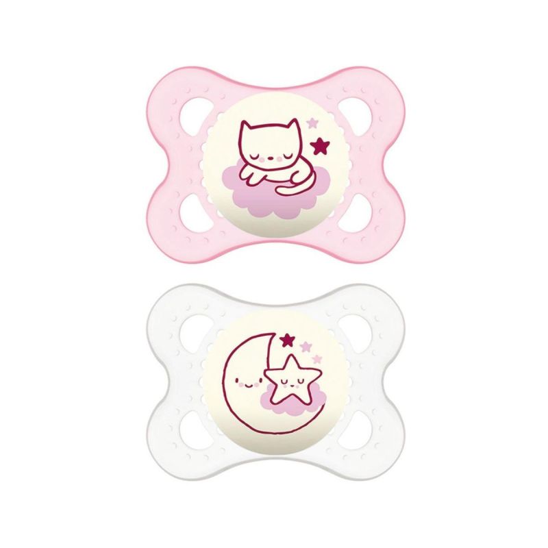 Succhietto Notturno Mam Original in Silicone per Femmina 2-6 Mesi, Confezione da 2 Pezzi