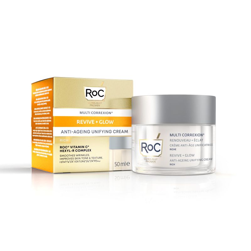 Crema Viso Uniformante Roc Multi Correxion Revive+Glow 50ml per Rivitalizzare la Pelle