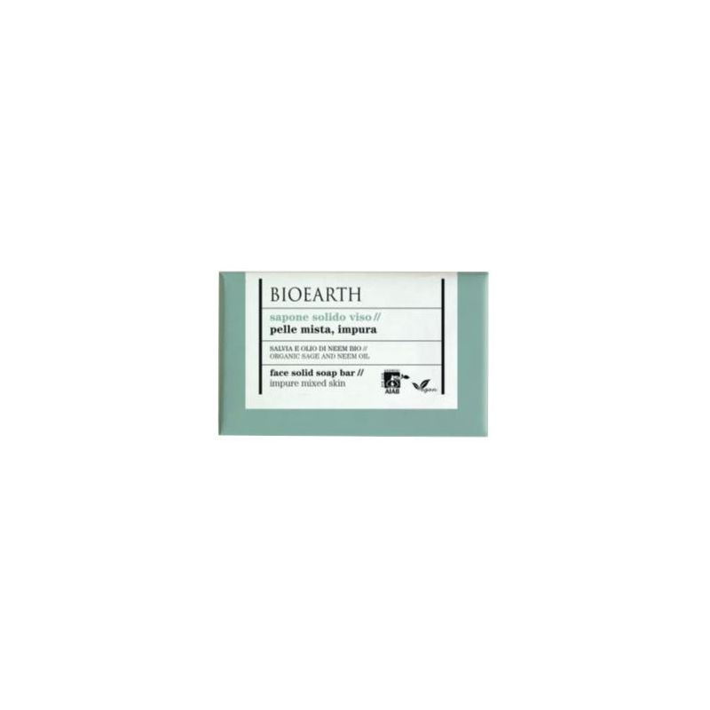Bioearth Sapone Solido Biologico con Salvia e Olio di Neem, 150g