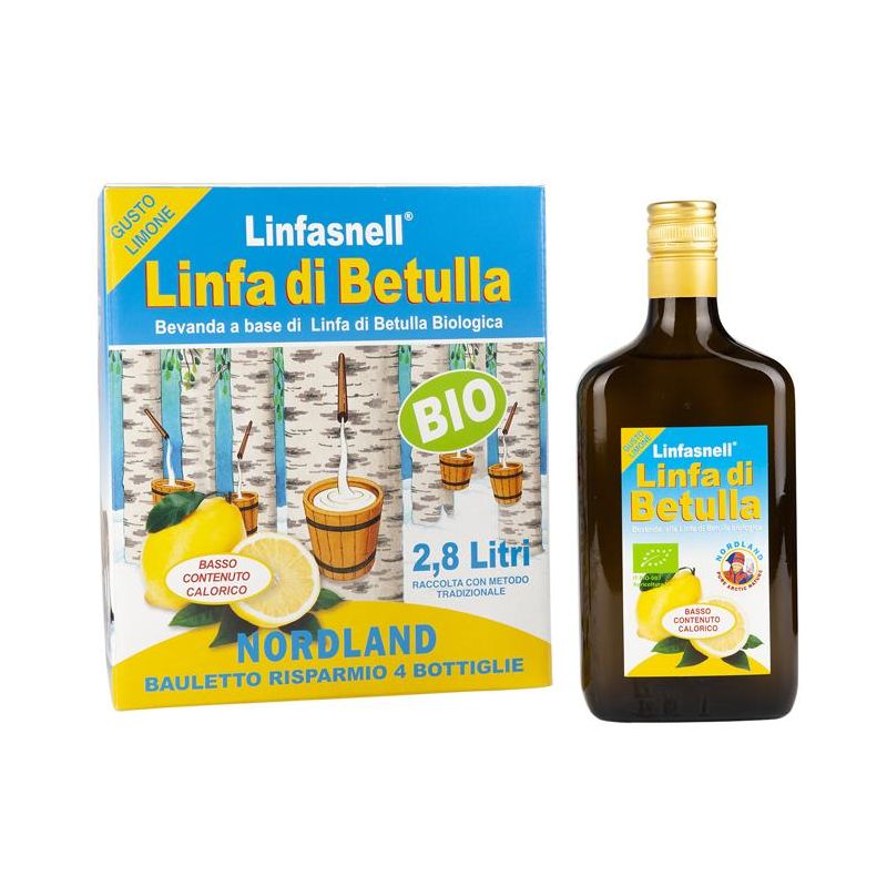 Linfasnell Succo di Betulla al Limone, Confezione da 4 Bottiglie da 700ml