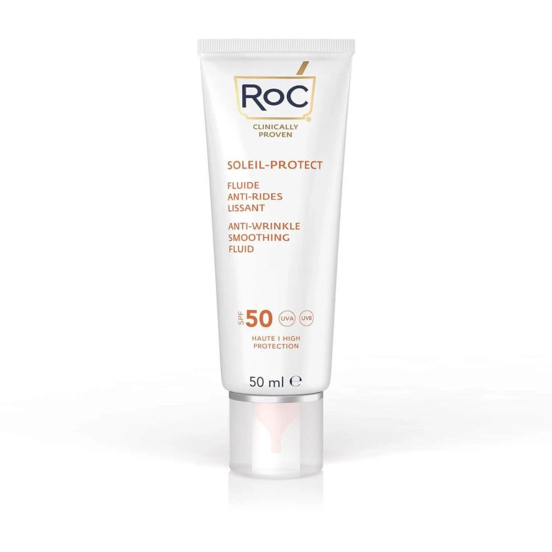 Roc Levigante Fluido Solare Anti-Rughe per Viso con SPF50+, 50ml