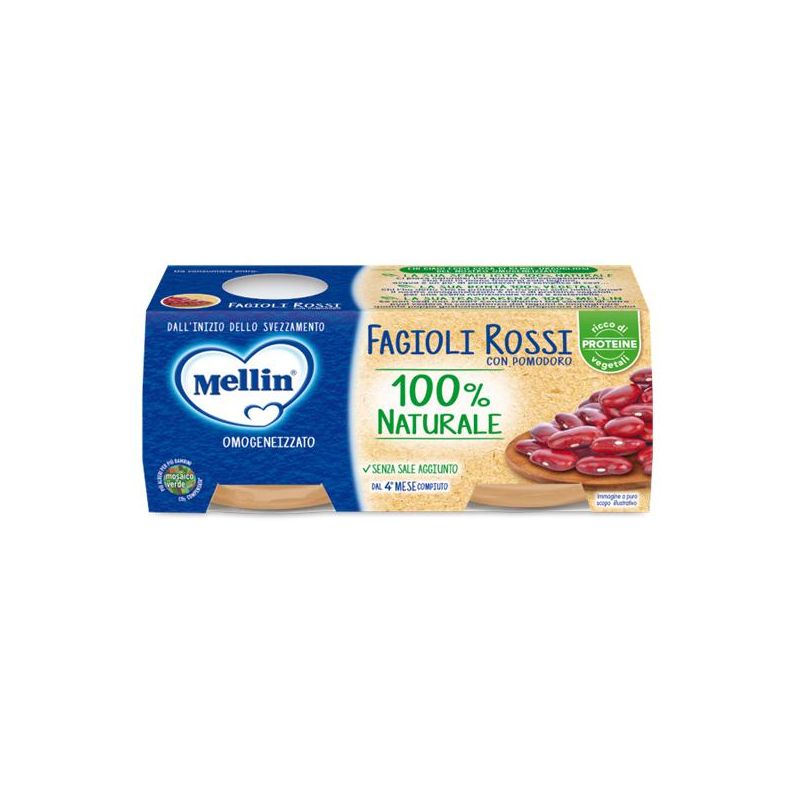Mellin Omogeneizzato di Fagioli Rossi, Confezione da 2 x 80g