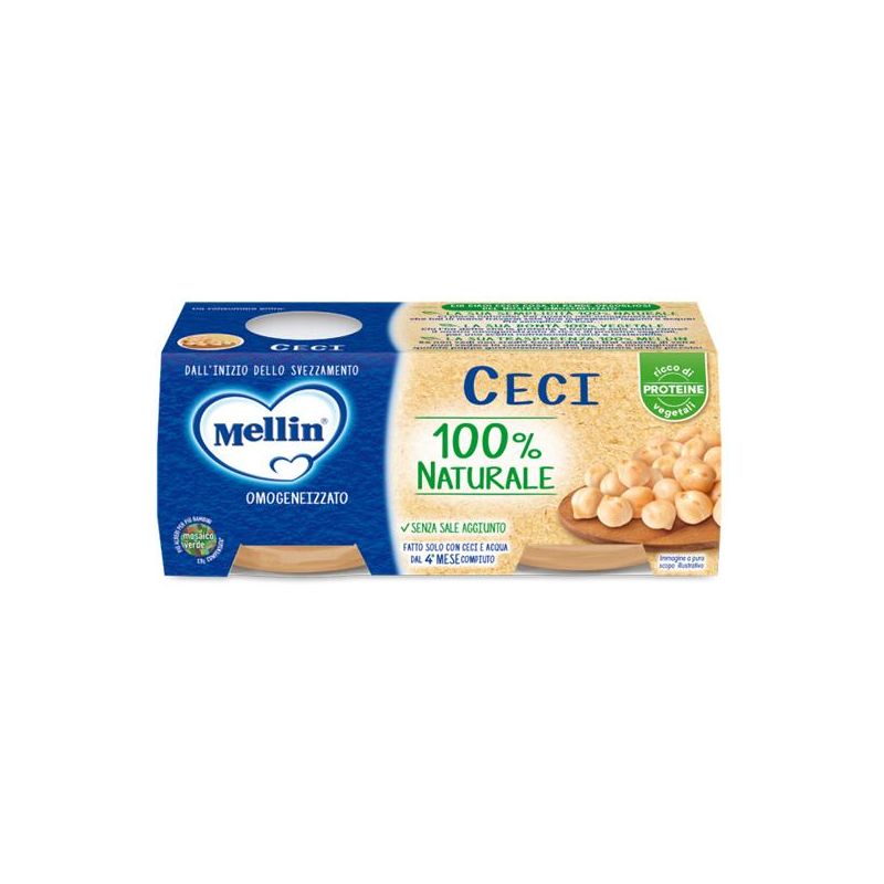 Omogeneizzato di Ceci Mellin, 2x80g, Adatto per Bimbi dai 4 Mesi in Su