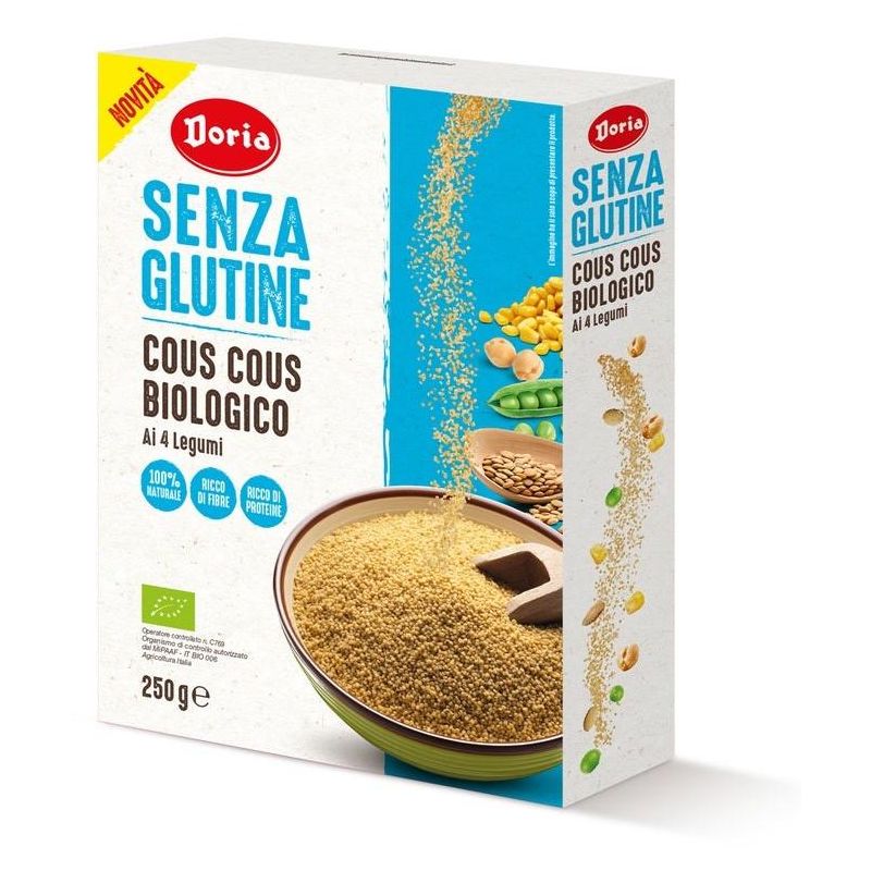 Doria Cous Cous Biologico con 4 Legumi, Senza Glutine, 250g