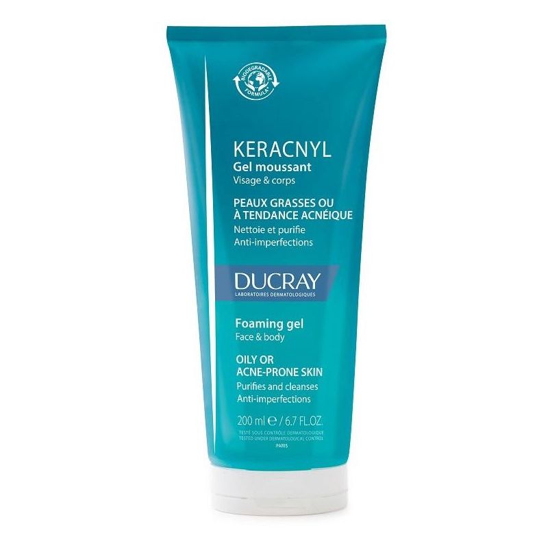 Ducray Keracnyl Gel Detergente per Pelle Grassa, 200ml