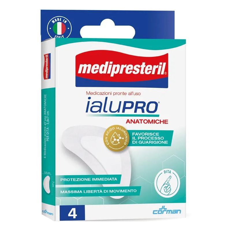 Medipresteril Ialupro Bandage Anatomico per Dita - 3,8x7cm, Pacco da 4 Pezzi