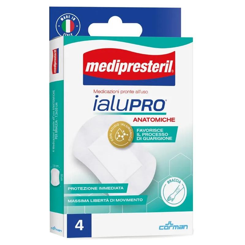 Medipresteril Ialupro: Medicazione Anatomica per Braccia, 7,5x10cm, Pacco da 4 Pezzi