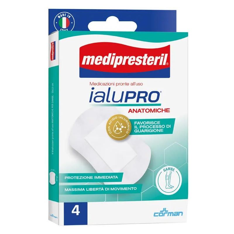 Medipresteril Ialupro - Medicazione Anatomica per Gambe, 10x15cm, Pacco da 4 Pezzi