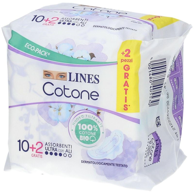 Lines Ultra Wings 12-Pack Biologico di Cotone Puro