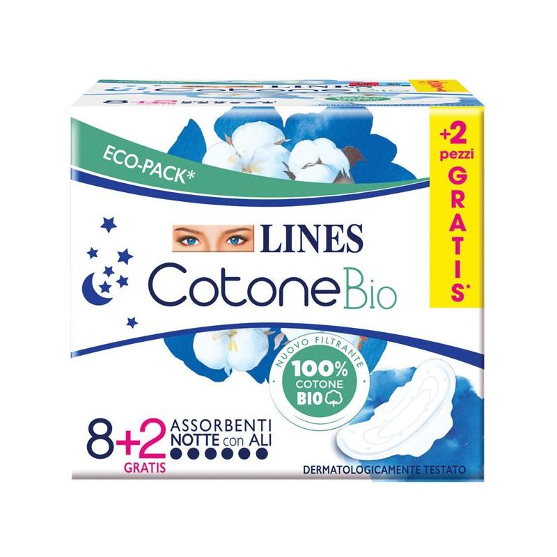 Lines Ultra NTT Bio-Cotone Assorbenti, Pacco da 10