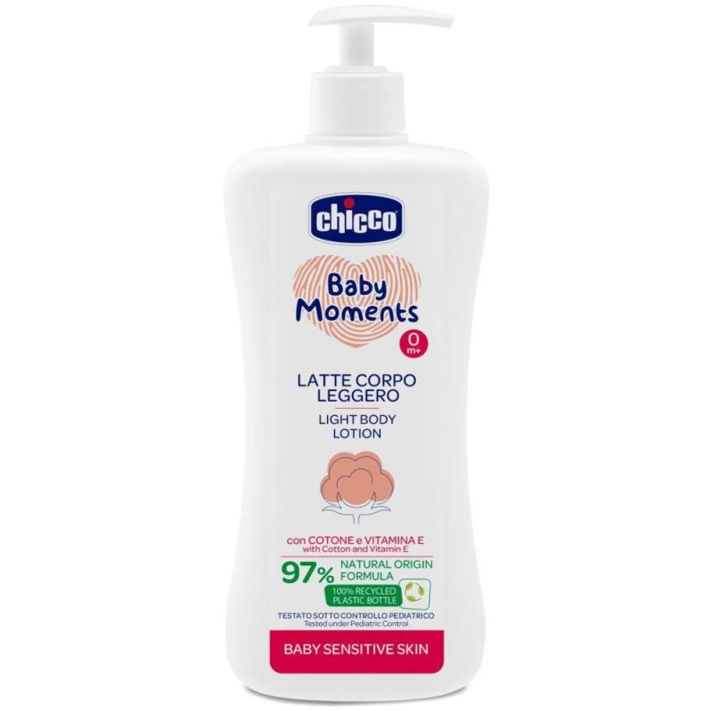 Latte Corpo Sensibile Leggero Chicco Baby Moments 500ml - Adatto dai Primi Mesi di Vita