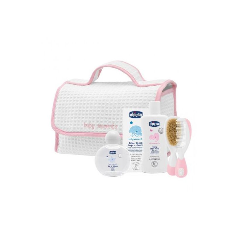 Set Regalo Chicco Baby Moments: Bagno Delicato 2-in-1 Corpo/Capelli, Crema Corpo - Entrambi 200ml e Acqua di Colonia 100ml, Ideale per Pelli Delicate, con Pratica Maniglia Color Rosa