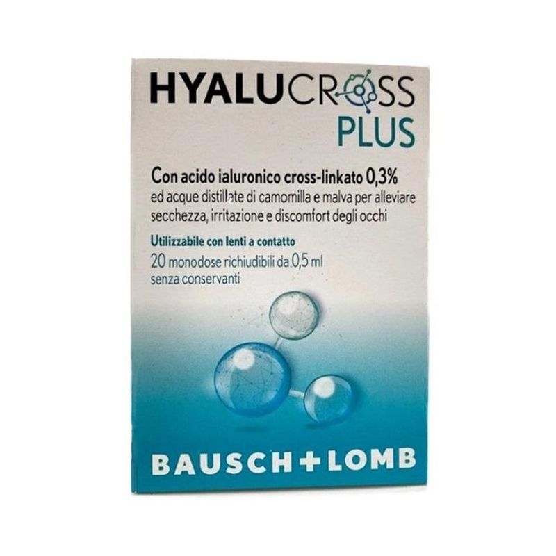 Hyalucross Plus - Gocce Oculari Monodose, 20 Flaconcini