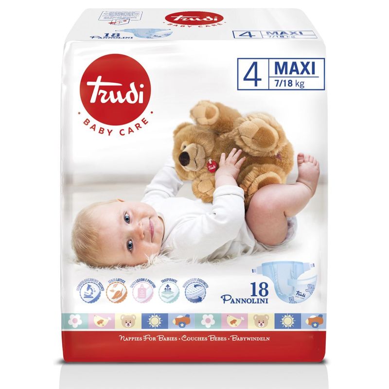 Trudi Baby Care Pannolini Taglia Maxi 7-18kg, Confezione da 18
