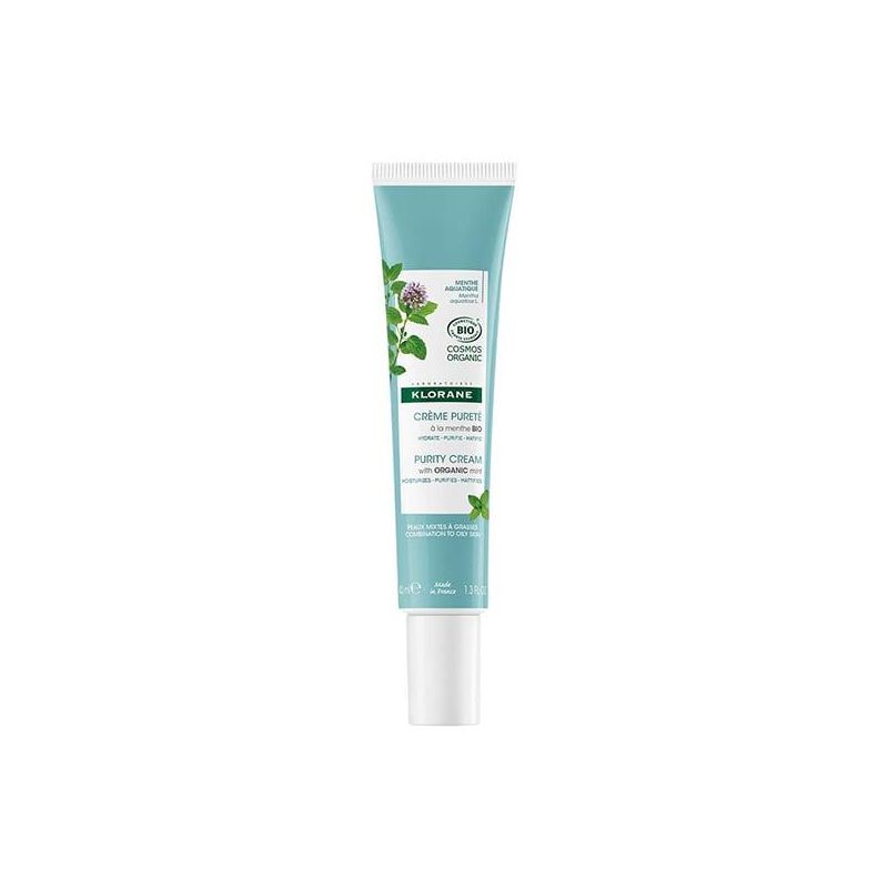 Klorane Crema Bio-Purificante per il Viso con Menta Acquatica, 40ml