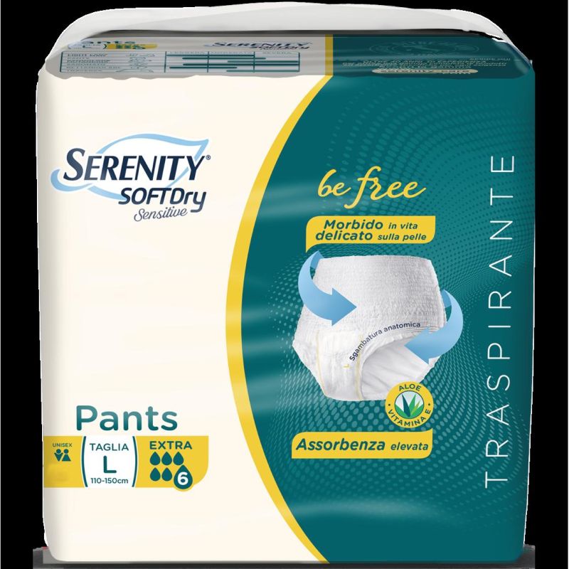 Serenity Soft Dry - Pantaloni Sensibili Extra Taglia L - Pacco da 12 Pezzi