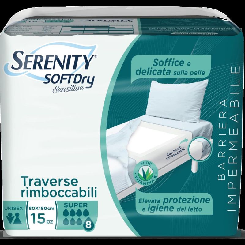 Serenity Soft Dry - Traversa Super Assorbente 80x180cm, Pacco da 15 Pezzi