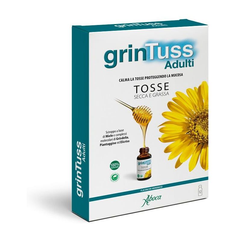Aboca Grintuss Sciroppo per Adulti, 12 Flaconcini da 13,6g