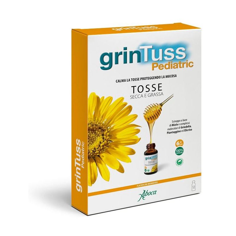 Aboca Grintuss Pediatric Sciroppo per Bambini - Set da 12 Flaconcini da 13,6ml