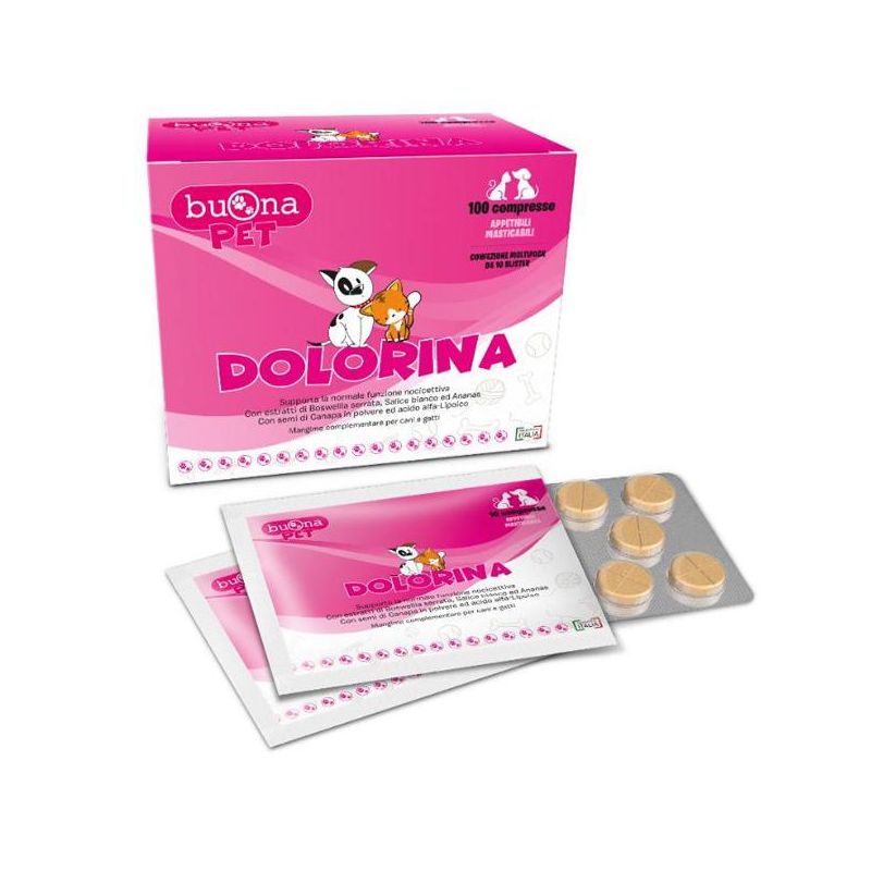 Pet Dolorina: Integratore Alimentare per Cani e Gatti, 100 Compresse