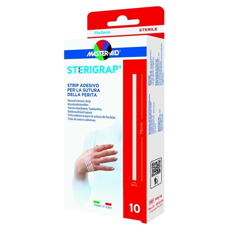 Master Aid Sterigrap - Strisce Adesive Sterilizzate per Ferite, 75x3mm